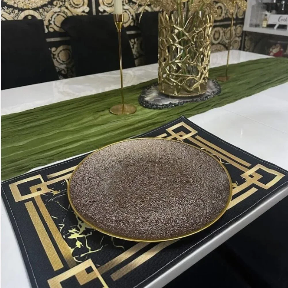 Black Gold Marble Luxury Placemats Set - Picture 6 of 6